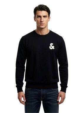 Jack & Jones Black Crewneck Sweater with White Ampersand